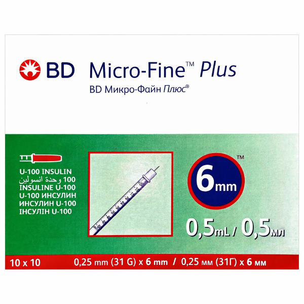 Bd Micro-Fine Plus İnsülin Şırıngası 0.5 ml / 6 mm 100'lü